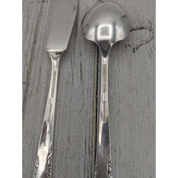 Vintage 1881 Rogers Proposal Silverplate Flatware Butter Knife Jelly Spoon - Picture 6 of 7